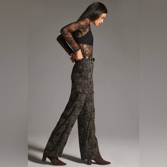 Anthropologie Marrakech twill floral camo cargo pants women’s size 28 - Picture 2 of 14